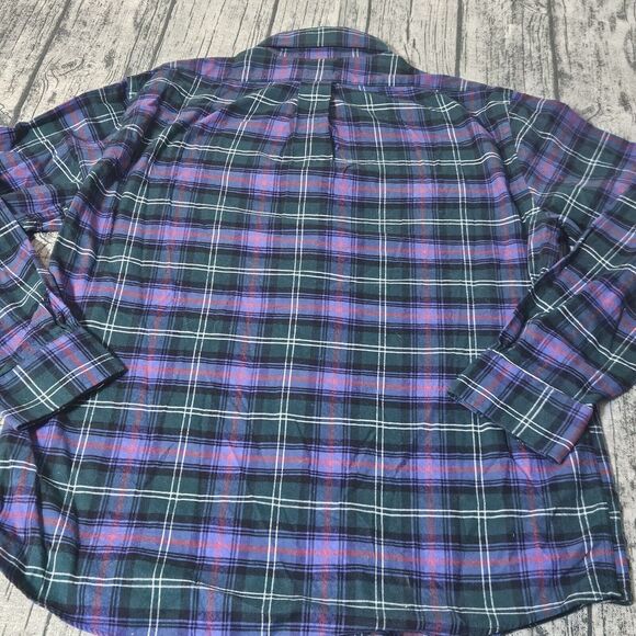 Brooks Bros Shirt Mens M Purple Green Plaid Regent Flannel Cotton Lightweight - Picture 3 of 6